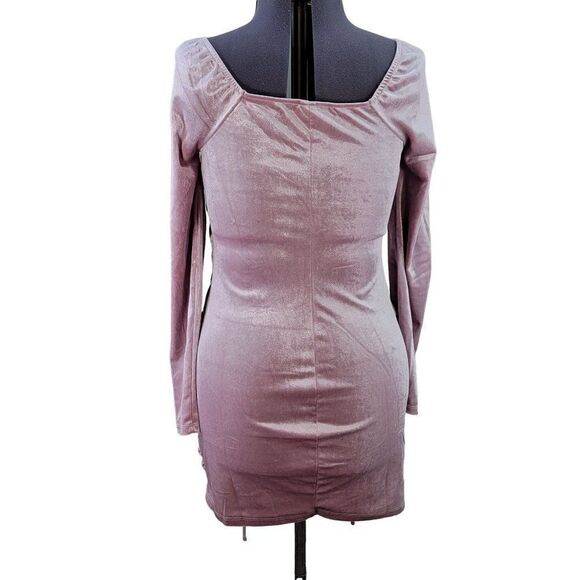 Wild Fable Ruched Light Mauve Velvet Bodycon Dress Sz XL - Picture 3 of 9